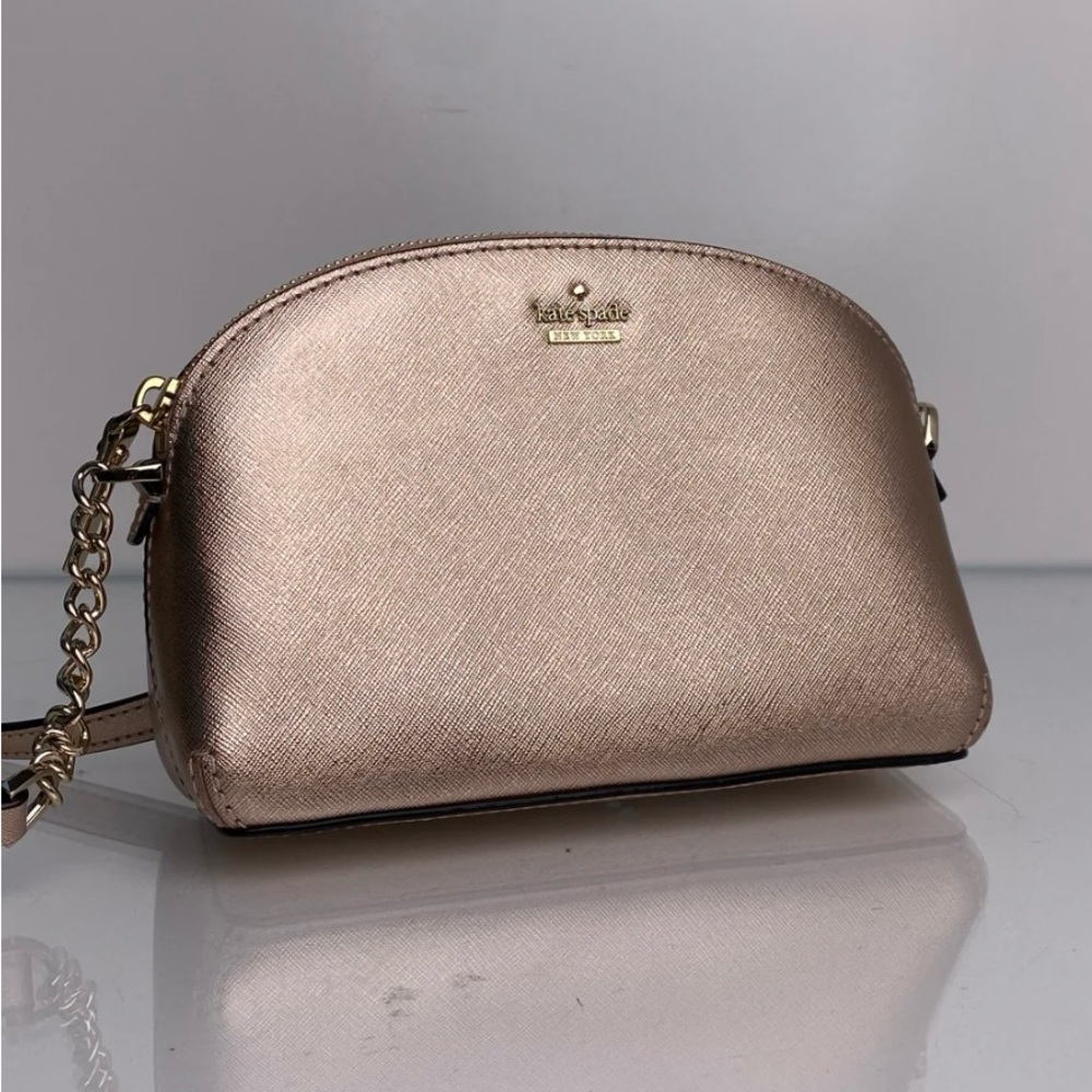 Kate Spade Gold Crossbody Bag with Metallic Finish and Chain Strap